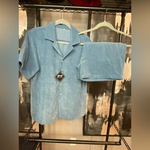 Blue Corduroy Short Set